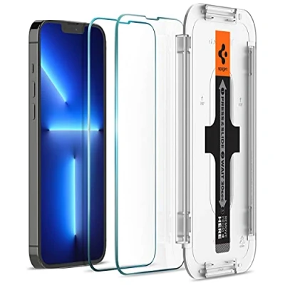 Bild av Spigen Glas.tR EZ Fit Skärmskydd kompatibel med iPhone 14 Plus, 13 Pro Max, 2 Stycken, Sensorskydd, Sjabloon voor Installatiem, Case friendly, 9H härdat glas