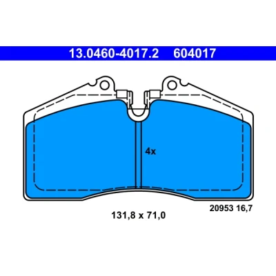 Bild av ATE 13.0460 4017.2 Jeu de plaquettes frein préparé pour indicateur d&#039;usure, contact signal d&#039;usure exclu PORSCHE: 911 Coupe, 944 Coupe