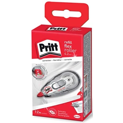 Bild av Pritt korrigeringsrulle Refill Flex Roller Midway, lätt att fylla på, infällbar flexibel spets, push &amp; dragfunktion för dubbelsidig användning, bredd 4,2 mm, längd 12 m, 9H PRR4H