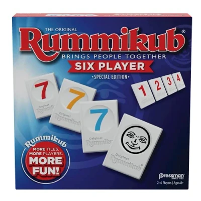 Bild av Rummikub Six Player Edition The Classic Rummy Tile Game fler plattor och spelare för mer kul! av Pressman, blå