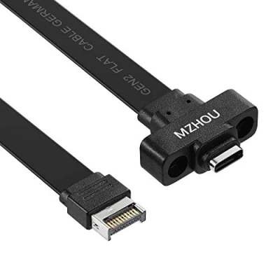 Bild av MZHOU USB 3.1 Type C Front Panel Main Extension Cable 13&quot;, E to Cable, Gen 2 10Gbps Internal Adapter with Mounting (13&quot;)…