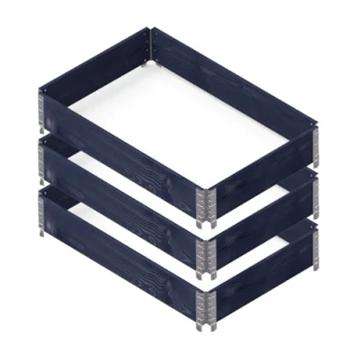 Bild av Upyard GardenBox set om 3 modern upphöjd bädd av pallram modulär pallpall hög säng naturträ för trädgård och terrass PEFC certifierad, 120 x 80 58,5, svart