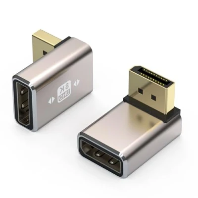 Bild av VMOJO 2 pack Displayport adapter, legeringshölje 8K UHD HDR (DP) 1,4 90 graders nedåtvinklad kontakt till uttag förlängare omvandlare 8K@60Hz/4K@144Hz