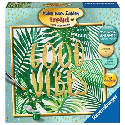 Bild av Ravensburger måla efter siffror 28795 Good Vibes för vuxna. Perfekt målningsresultat tack vare högkvalitativa konstnärstillbehör, utan ram