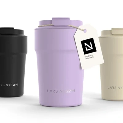 Bild av LARS NYSØM Thermo Coffee Mug to Go 0.38, 0.5 Liter 13oz, 17oz BPA free Travel with Insulation Leak Proof Stainless Steel Thermal for and Tea on the (Lilac, 380ml)