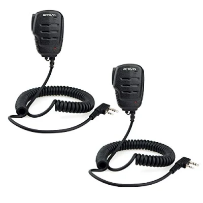 Bild av Retevis RS111 Walkie Talkies handhållen högtalare mikrofon 2 stift kompatibel med eSynic UV 5R Baofeng BF 888S 88E RT24 RT27 tvåvägsradio (2 st)