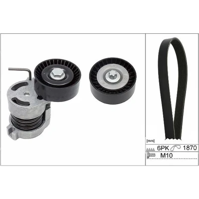Bild av INA 529 0044 10 Jeu de courroies trapézoïdales à nervures Contrôler et changer roue libre alternateur si nécessaire BMW: 3 Berline, 1 5 portes