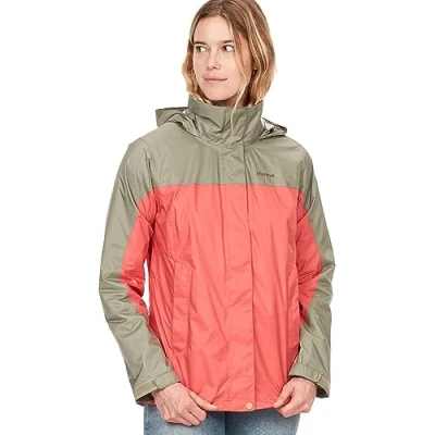 Bild av Marmot Kvinnor Wm&#039;s PreCip Eco Jacket, Lätt dunjacka, 700 Fill Power, Varm parkasjacka snygg vinterrock, vattenavvisande, vindtät, Grapefruit/Vetiver, M