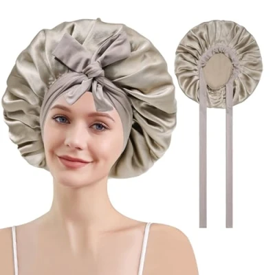 Bild av Coubeau silkeshuva för kvinnor 100 % silkesbonnet sovmössa sidenhårmössa nattens siden bonnet