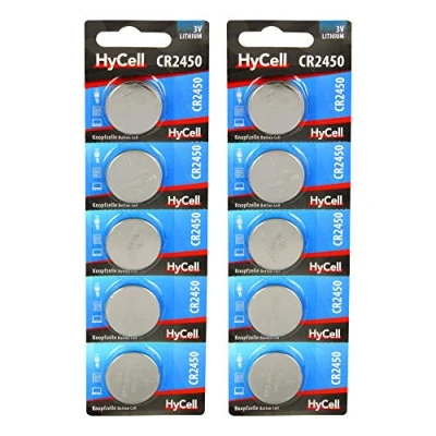 Bild av HyCell 10 pack litiumknappceller CR2450 3V knappbatterier med förstklassig kvalitet lång hållbarhet för optimal användning i bilnycklar, väggklocka, armbandsur, miniräknare etc.