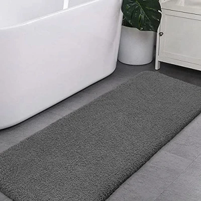 Bild av Halkfri badmatta förtjockad för badrum absorberande ultramjuk badrumsmatta matta fluffig mikrofiber sängmatta golvmatta golvmatta, snabbtorkande, maskintvättbar 50 x 122cm (Mörkgrå)