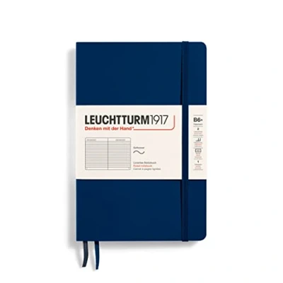Bild av LEUCHTTURM1917 358317 anteckningsbok pocketbok (B6+), mjukt omslag, 123 numrerade sidor, linjerad, marinblå