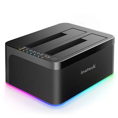 Bild av Inateck RGB hårddiskar dockningsstation USB 3.0 med offline klonfunktion, för 2,5 och 3,5 tums SATA HDD:ar SSDs, UASP stöd, svart