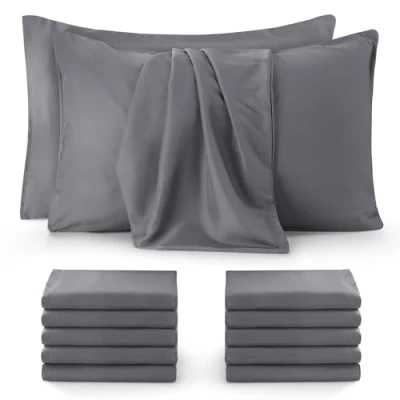 Bild av Utopia Bedding Standard Pillow Case (Pack of 12) Soft Brushed Microfiber Fabric Easy Care, NO Shrinkage and Fade (50 x 75 cm, Grey) (Grey, 50 cm)