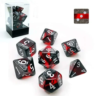 Bild av Bescon Polyhedral D&amp;D tärningsset med 7 ädelstenar vinrankor tärning, mineralstenar RPG rollspel speltärningar st set RUBY