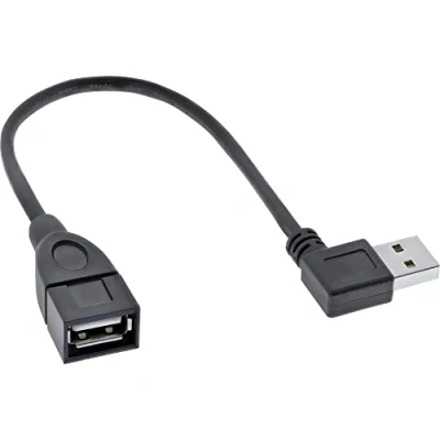 Bild av InLine 34602R Smart USB 2.0 förlängning vinklad, kontakt/uttag, typ A, svart, 0,2 m
