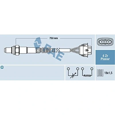 Bild av FAE 77308 Sonde lambda après catalyseur de diagnostic PORSCHE: 911 Coupe, Cayman, Boxster, OPEL: Vectra B Berline, Agila A, Break