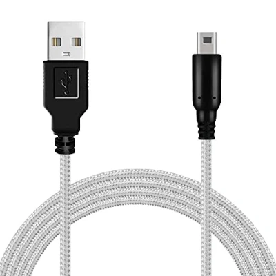 Bild av OcioDual Flätad USB Kabel, 1,5 m, Silver, Kompatibel med Ninten DSi, DSi XL, 2DS, New 2DS 3DS, 3DS Laddning och Data, Anti Trasselbeläggning