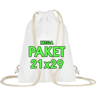 Bild av ELES VIDA Bomullspåse för barn set 21 x 29 cm Liten sportväska, gymväska ryggsäck, tygväska, väska, Oeko TEX® certifierad tygpåse Vitt 25 bags