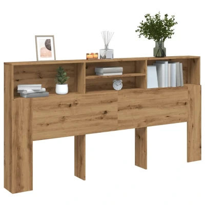 Bild av vidaXL Sänggavel m förvaring artisian ek 200x19x103,5 cm konstr. trä, sovrumsskåp, huvudgavlar, huvudgavel förvaring, huvudgavel, sängförvaring