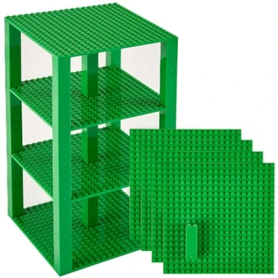 Bild av Strictly Briks Klassiska basplattor 15 cm x Brik Tower 100 % kompatibla med alla större märken byggklossar för torn och mer 4 gröna stapelbara 30