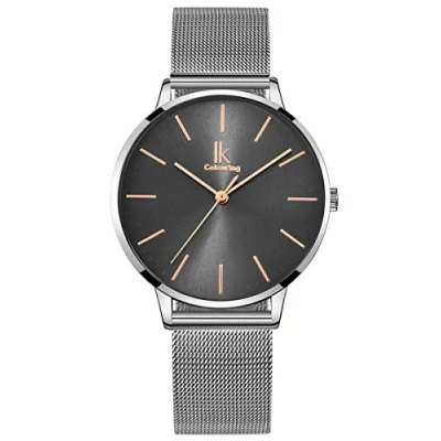 Bild av Alienwork Klocka Dam Silver Mesh Armband Grå Ultra Tunna