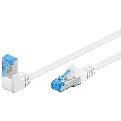 Bild av Goobay 51564 CAT 6A patchkabel, höghastighet, 90 graders kontakt, nätverkskabel, Ethernet, Playstation, Xbox, DSL, PimF, RJ45 vit, 1 meter