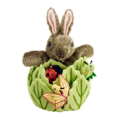 Bild av The Puppet Company Hide Away Puppets Rabbit in A Lettuce with 3 Mini Beasts Hand