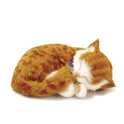 Bild av Perfect Petzzz 65431 mjuk leksak interaktiv katt tabby orange djur som andas i verkligheten 25 cm