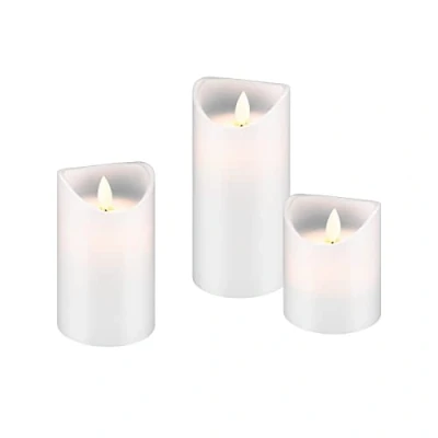 Bild av Goobay 66541 LED ljus med timerfunktion/varmt blockljus/LED äkta vaxljus flimrande låga/elektriska ljus/adventsljus set om 3, vit