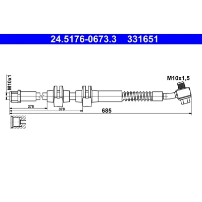 Bild av ATE 24.5176 0673.3 Flexible De Frein 685 M10x1 OPEL: Astra J 5 portes, GTC