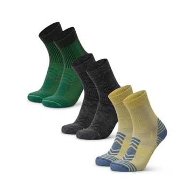Bild av DANISH ENDURANCE Varma vandringsstrumpor i Merinoull, Vandring, För Män &amp; Kvinnor, 3 pack eller 5 pack, Flerfärgad (1x Grön, 1x Grå, Gul), 48 51