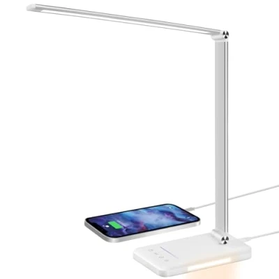 Bild av Skrivbord, LED bord, 5 färger x 10 dimbara ljusstyrkenivåer, 600 LM lä, USB laddningsfunktion, nattlampa, minnesfunktion, känslig kontroll, 6 000 K, svart