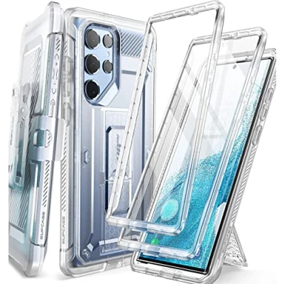 Bild av SUPCASE Fodral för Samsung Galaxy S22 Ultra 5G (2022), 2 främre skärmskydd (utan film + med film), stativstativ, bältesklämma [Unicorn Beetle Pro] robust och stötsäkert skydd (2 T)