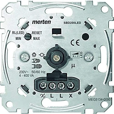 Bild av Schneider Electric Merten MEG5134 000 Universal roterande dimmer infälld för dimbara LED lampor, glödlampor, halogenlampor 4400 W fasavsnitt, aluminium