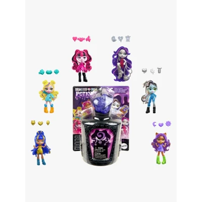 Bild av Monster High Potions minidockor och tillbehör, överraskningsfigurer på 5 cm i visningsflaska med vattenavslöjande applikationer (figurerna kan variera), HYB10