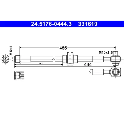 Bild av ATE 24.5176 0444.3 Flexible De Frein 445 M10x1 OPEL: Zafira C Tourer