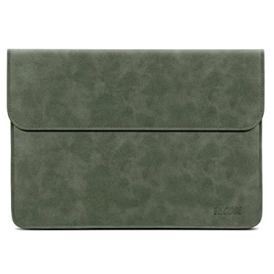 Bild av TECOOL 13 13,3 Tums Bärbar Datorhylsa ärmväska, Mocka Läderfodral Laptopfodral till Macbook Air A1466 / A1369, Pro A1502 A1425, 13,5 &quot;Surface Laptop 2 3, 14&quot; MateBook D Grön