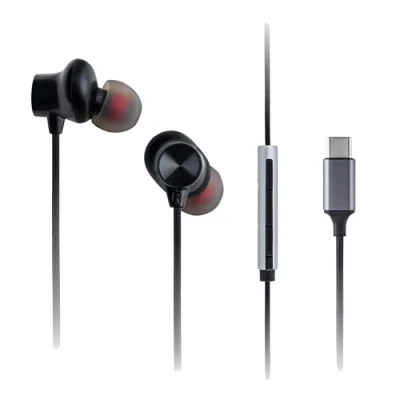 Bild av Panasonic RP TCM225BDEK USB C in ear hörlurar, trådbundna hörlurar med inbyggd mikrofon och fjärrkontroll, kraftfull bas, anpassningsbar passform, 1,2 m kabel, svart