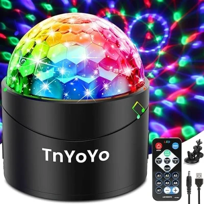 Bild av TnYoYo Discokula, Discoboll 7 RGB färger med fjärrkontroll, Discoljus ljudaktiverade partybelysning, USB driven discobollbelysning för fester, födelsedag, festival, bar, bil, bröllop, barn, hem