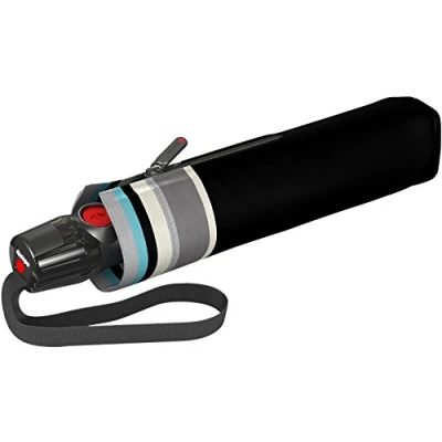 Bild av Knirps T.200 fickparaply Duomatic Grace Black inkl. skydd i paraplydesign högkvalitativt utförande 100% polyester vindkanal testad kompakt, bekväm och pålitlig, Grace, svart randig, M,