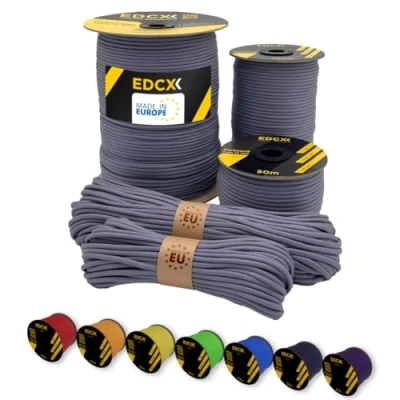 Bild av EdcX Paracord 4 mm, 35+ solida färger (15m, 30m, 50m, 100m, 300m) Idealisk för hantverk, gör det själv, camping 100% nylonrep 4mm Tactical Cord 550 Typ III