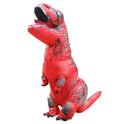 Bild av JASHKE Utomjording dräkt, T rex kostymer, uppblåsbar dinosauriekostym, maskeraddräkt för vuxna (röd)