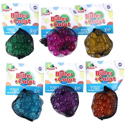 Bild av FLYPOP&#039;S Transparenta kulor lekplats 033033 slumpmässig färg glas skicklighetsspel barnleksak 1,6 cm x från 3 år