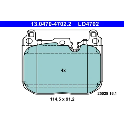 Bild av ATE 13.0470 4702.2 Jeu de plaquettes frein préparé pour indicateur d&#039;usure, contact signal d&#039;usure exclu MINI: 3/5 portes, Clubman, Countryman