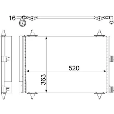 Bild av MAHLE ORIGINAL AC 447 000S Condenseur De Clim avec déshydrateur 14 11,0 520 CITROËN: Berlingo / First I, Xsara Picasso