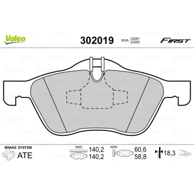 Bild av VALEO 302019 Jeu de plaquettes frein FIRST Essieu avant contact signal d&#039;usure exclu avec tôle anti bruit MINI: Cabriolet, 3/5 portes