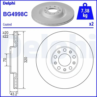Bild av Bromsskiva DELPHI BG4998C