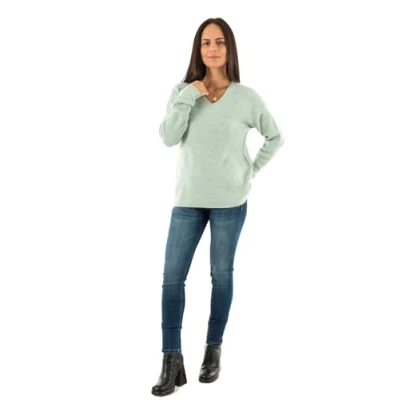 Bild av ONLY Camilla Vneck L/S NOOS Stickad tröja, Storlek: XS, Ether