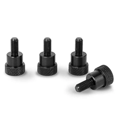 Bild av PrecisionGeek Räfflad axel THUMB skruvar aluminium svart M6 x 10 mm (12 dia) handgrepp bultar (set med 4)
